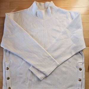 J. Crew Herringbone mockneck sweatshirt With Gold Buttons On Side Size Large